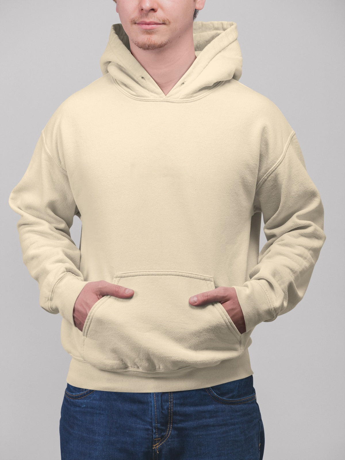 A men's hoodie featuring a convenient kangaroo pocket and a French terry interior.