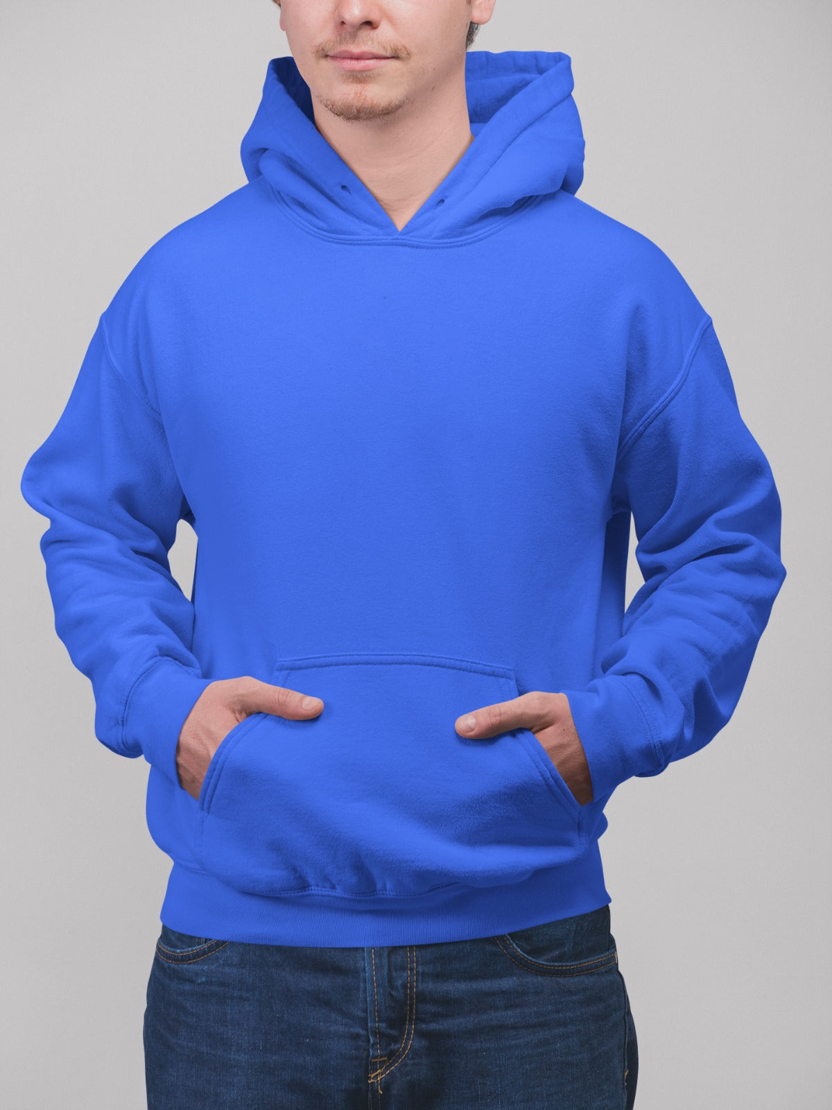 A men's hoodie featuring a convenient kangaroo pocket and a French terry interior.