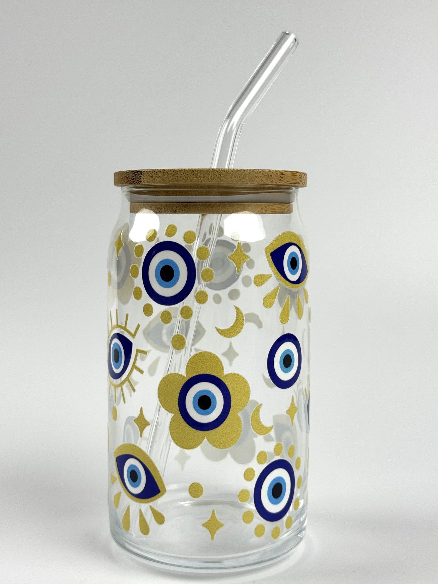 Lucky Eye Printed 16oz Glass Can