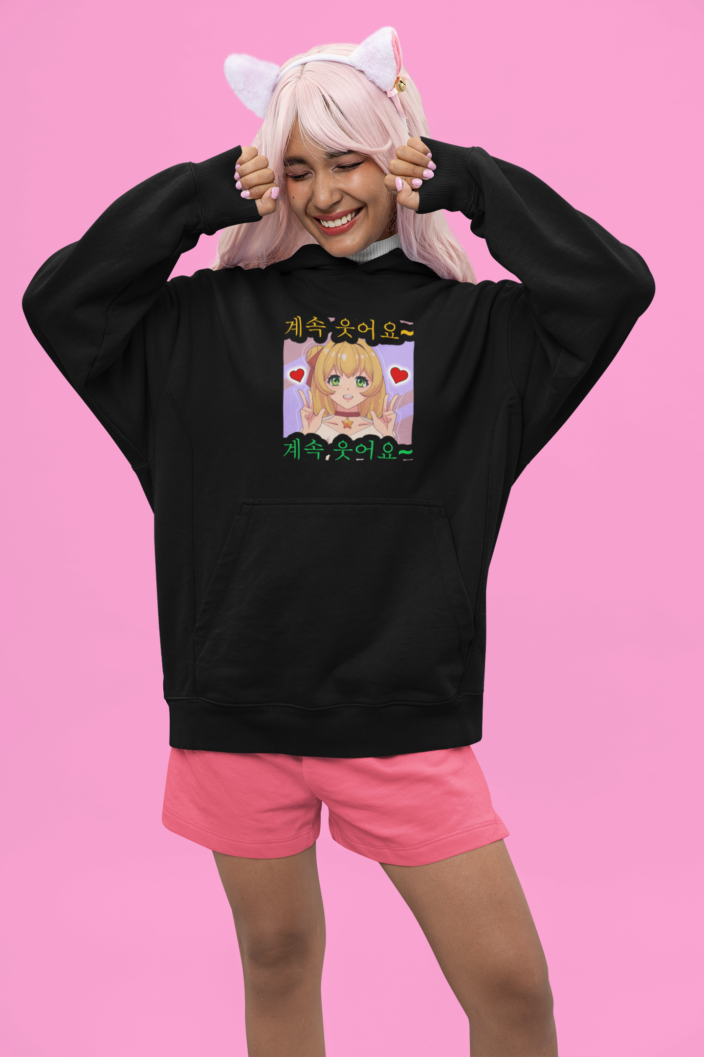 Miss pink with anime character hoodie