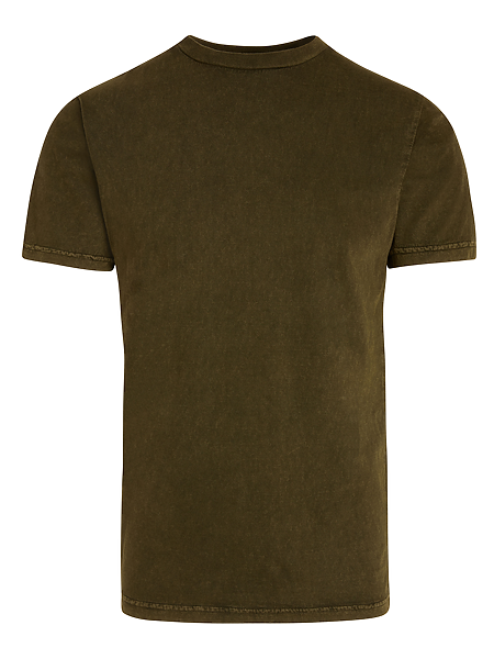 A vintage olive classic tee with a vintage appearance, boasting a mineral-washed finish for an old-school feel.