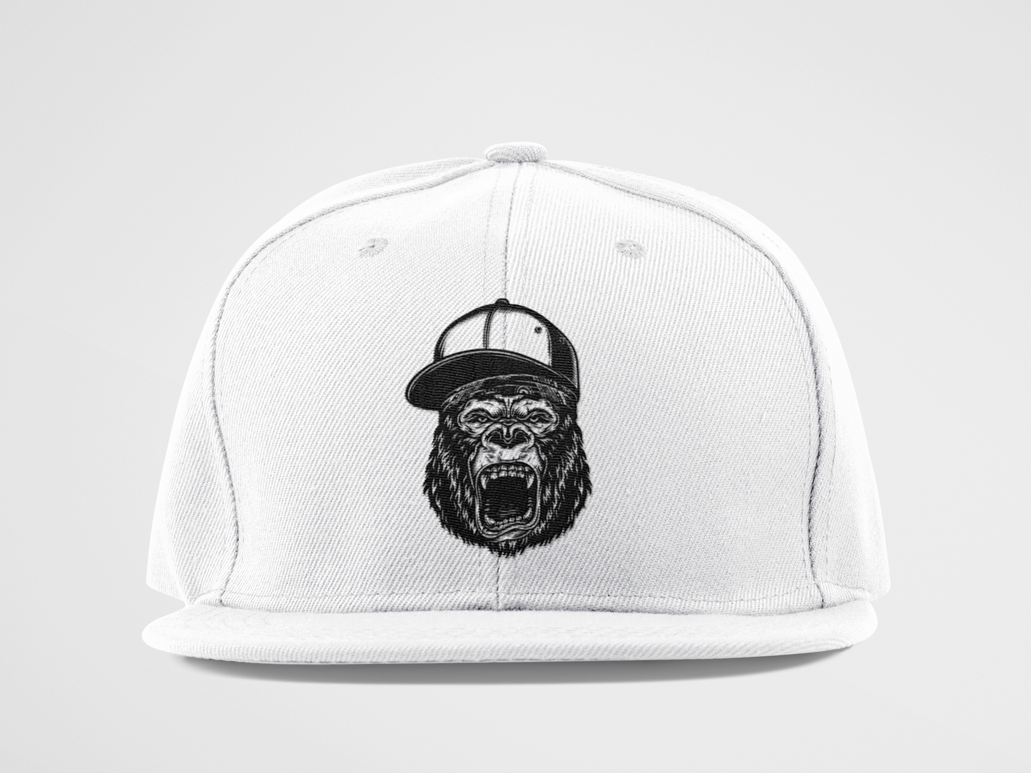 Black Gorilla Graphic Flat Brim Trucker Hat