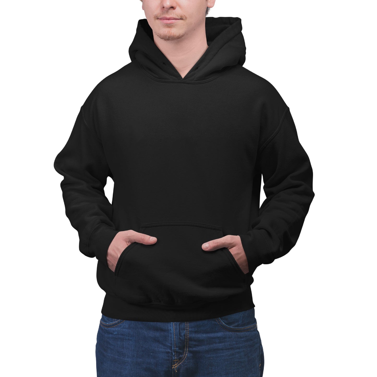 A men's hoodie featuring a convenient kangaroo pocket and a French terry interior.