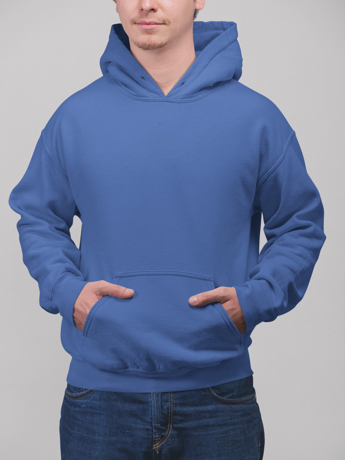 A men's hoodie featuring a convenient kangaroo pocket and a French terry interior.