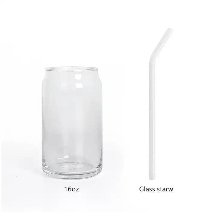 Pineapple Printed Glass Can