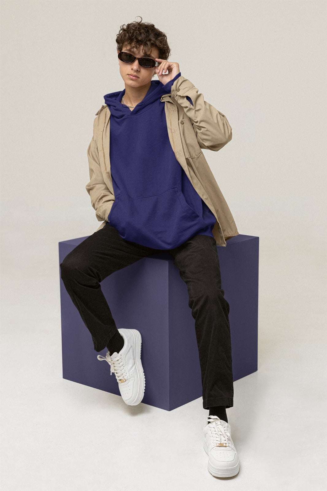 A navy blue color hoodie crafted with the finest materials for ultimate comfort and style.
