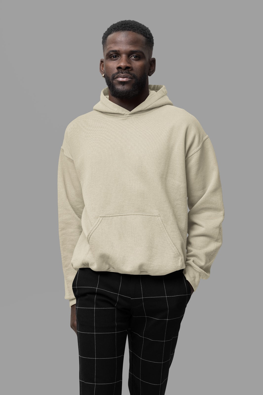 This sand hoodie offers a luxurious feel with its soft, premium fabric lining