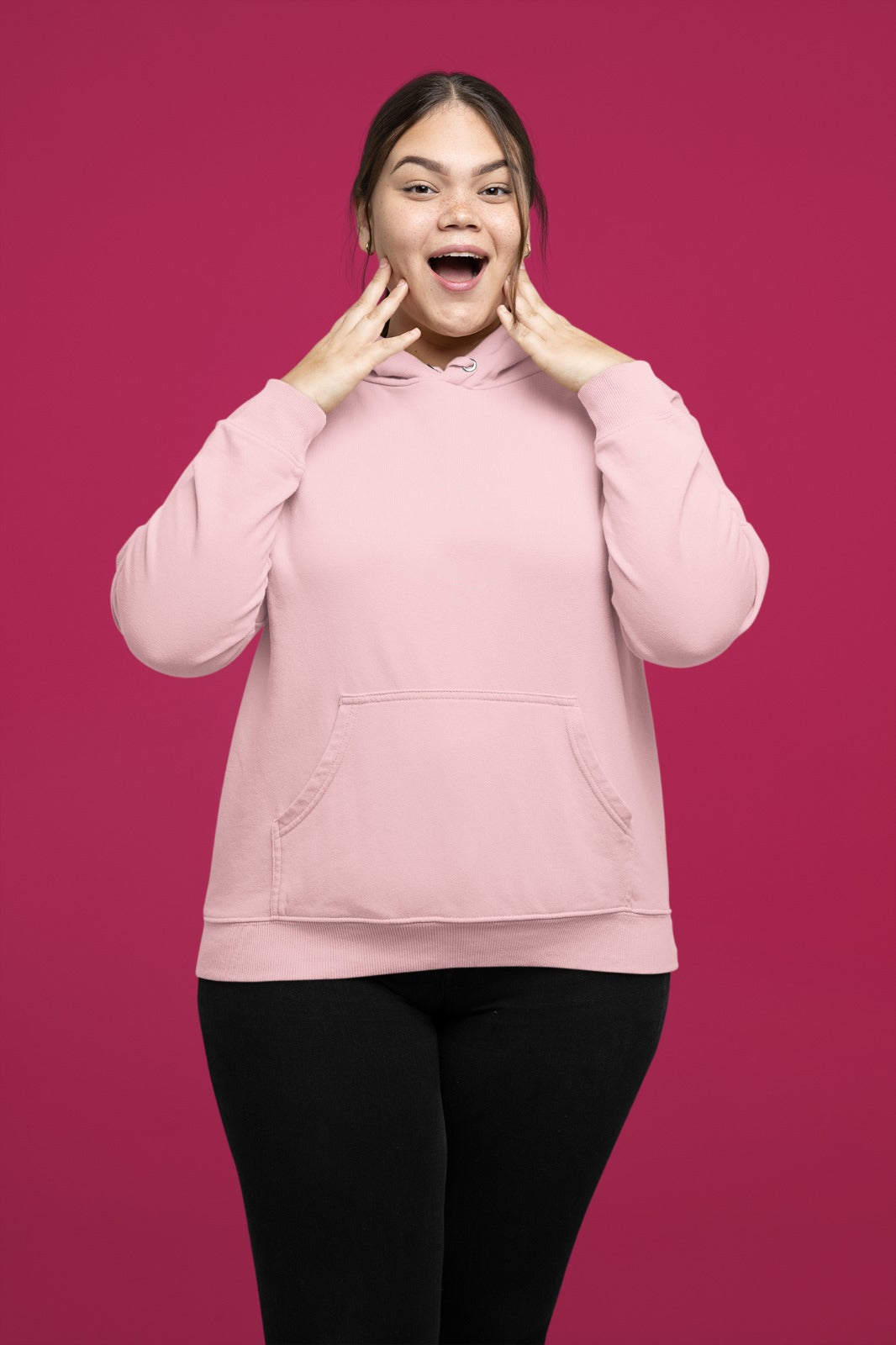 A relaxed and easy-to-wear hoodie designed in light pink color specifically for women.