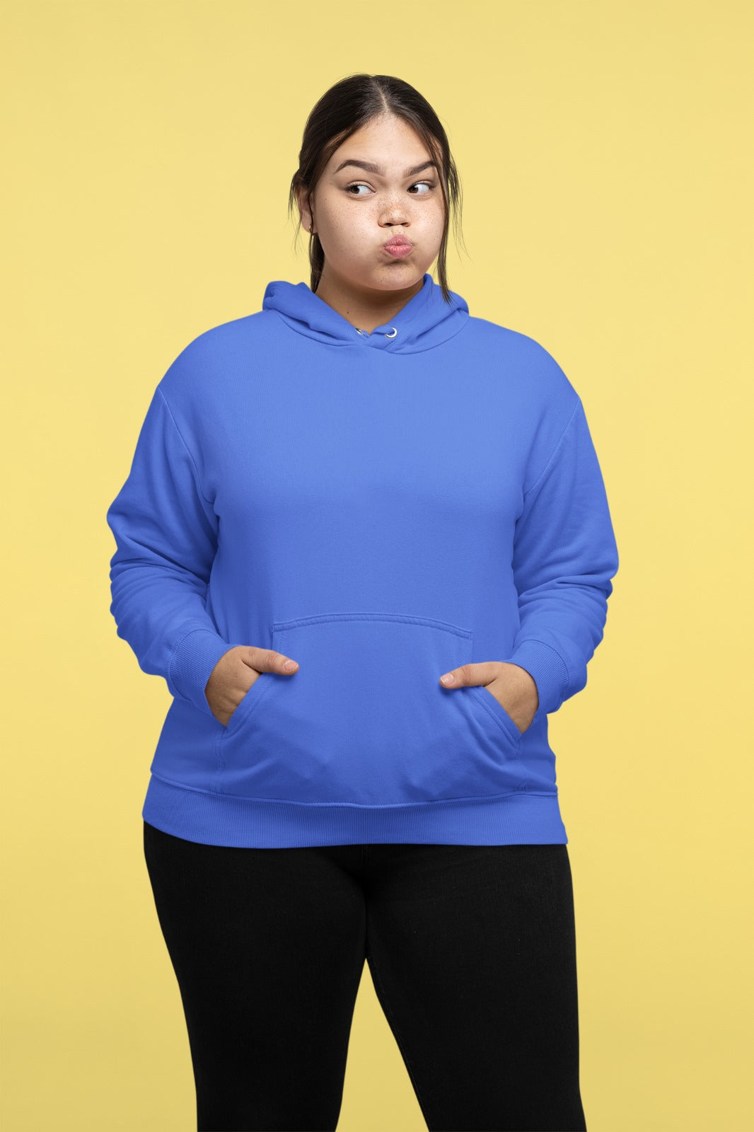 A relaxed and easy-to-wear hoodie designed in royal blue color specifically for women.
