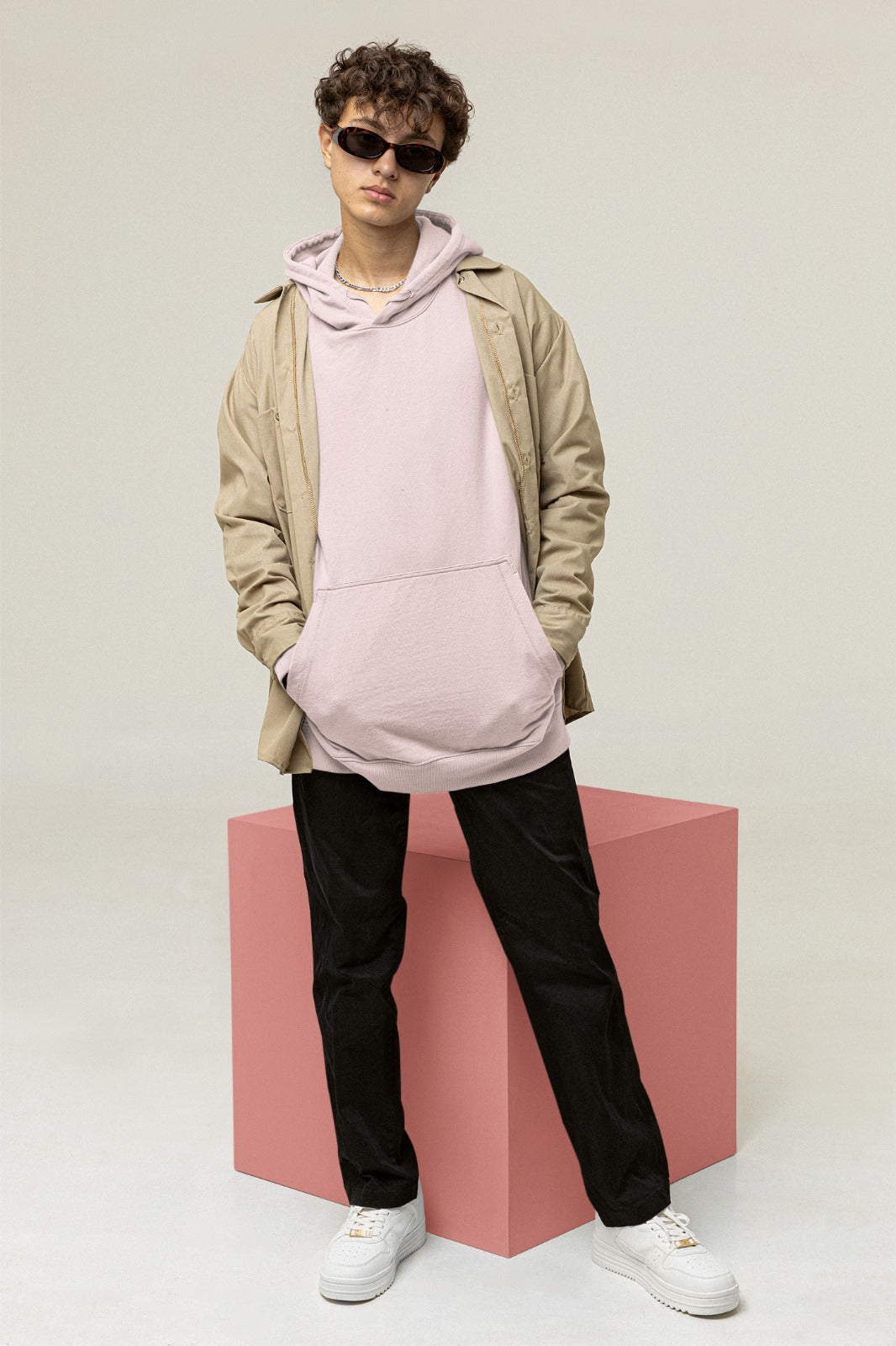 A light pink color hoodie crafted with the finest materials for ultimate comfort and style.