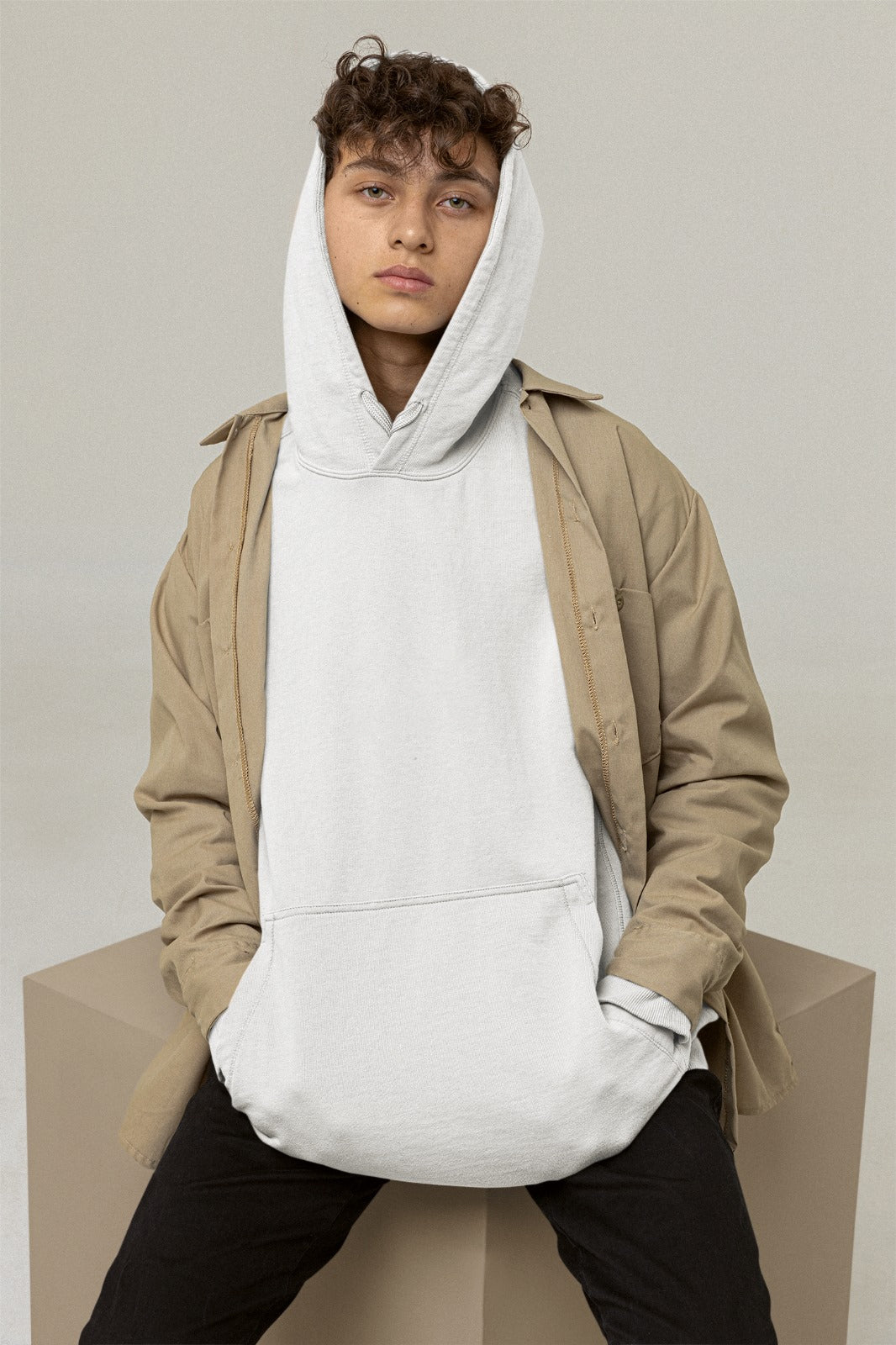 A white color hoodie crafted with the finest materials for ultimate comfort and style.
