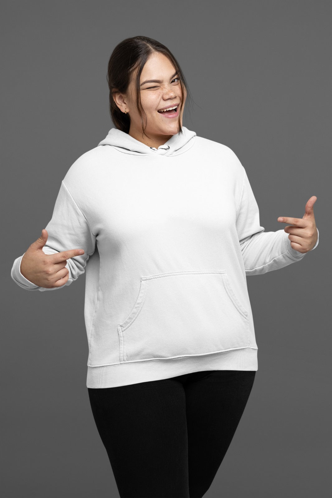 A white color comfortable and stylish pullover hoodie designed for women.