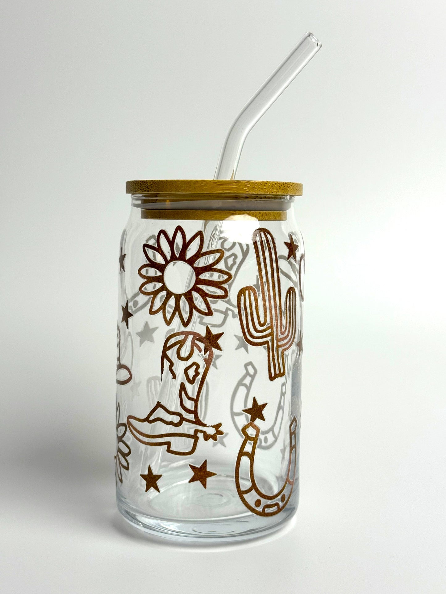 Howdy Printed 16oz Glass Can