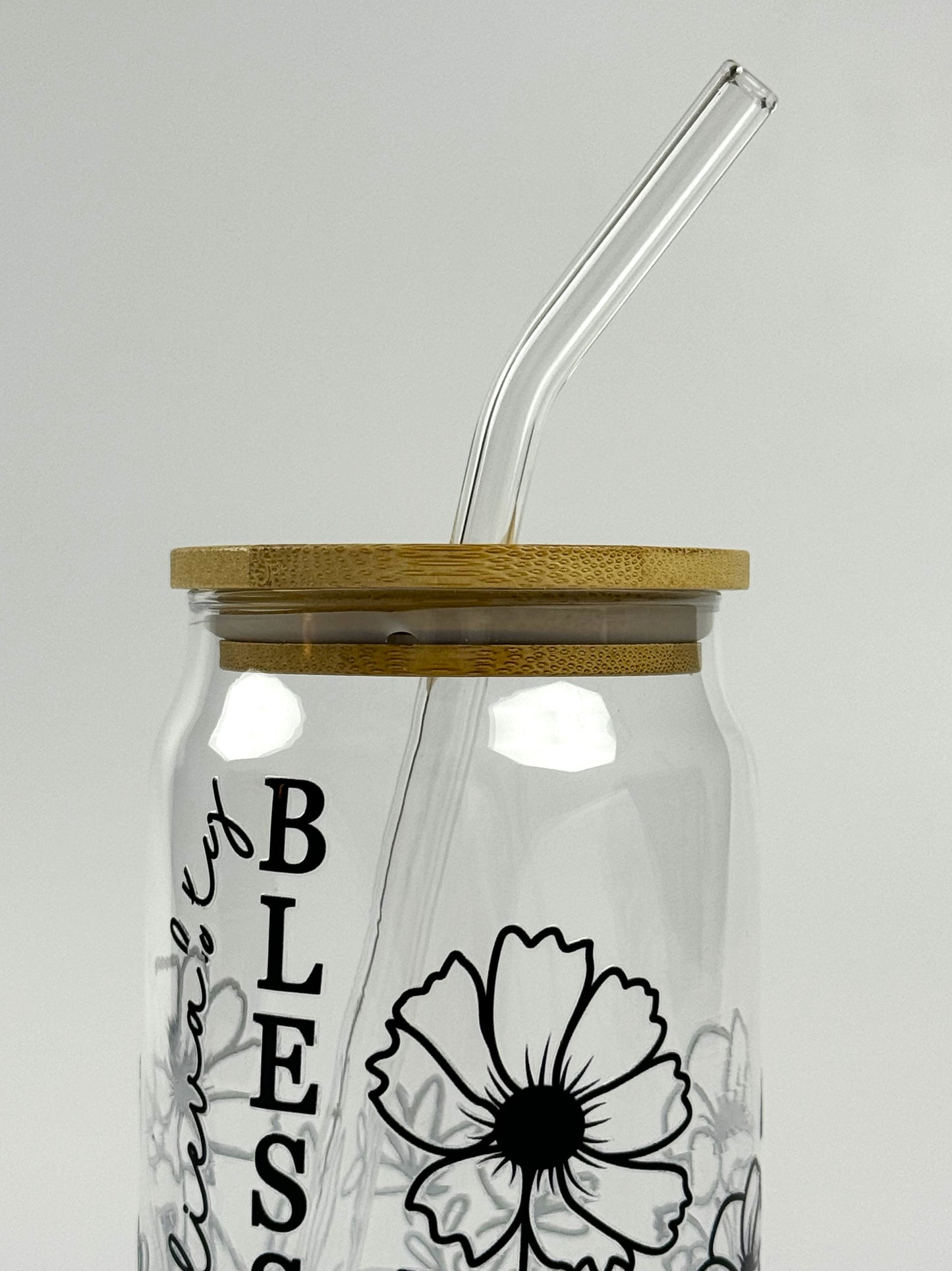 Unbelievably Blessed Printed 16oz Glass Can