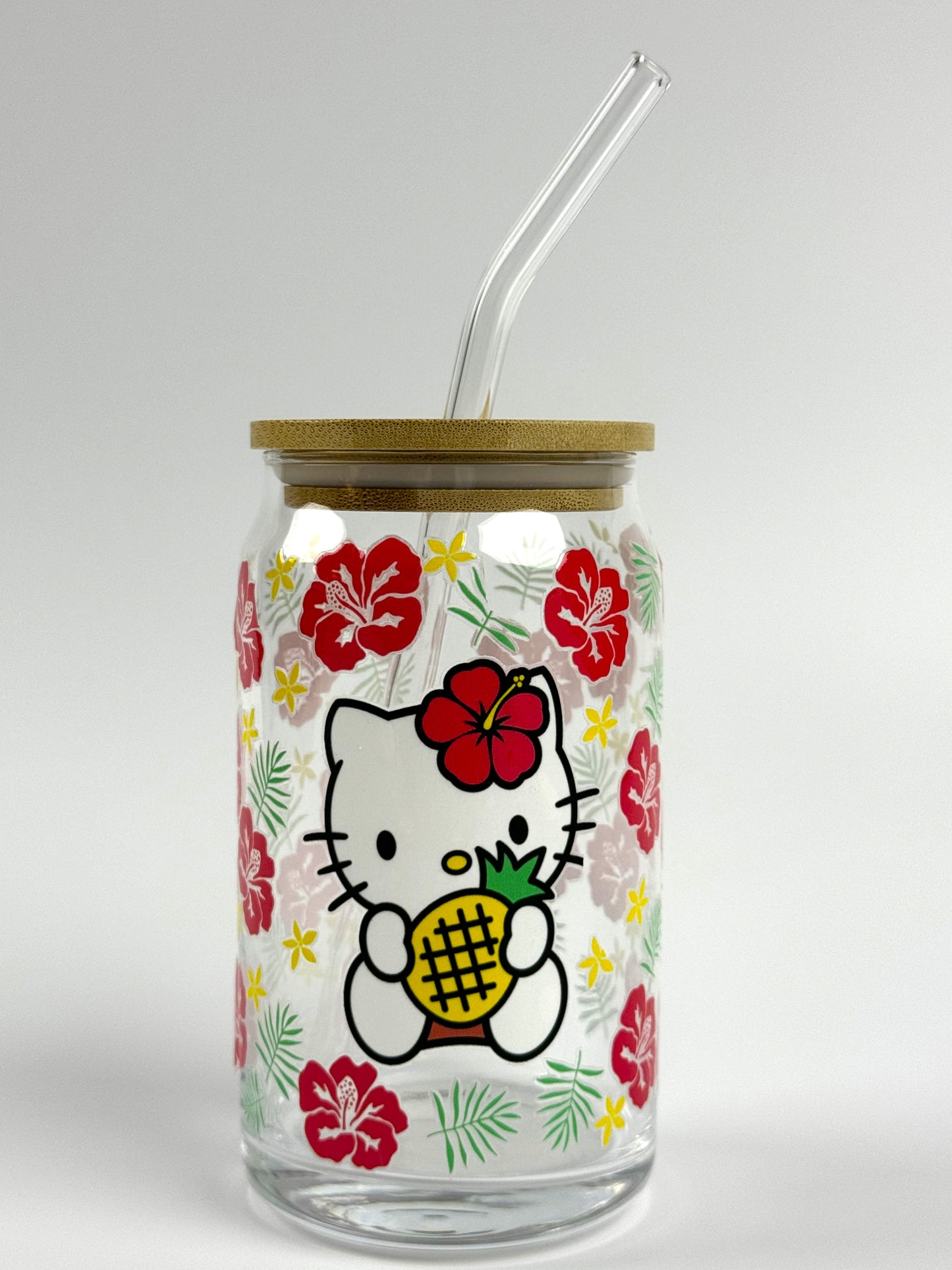 Hello Kitty Printed Glass Can