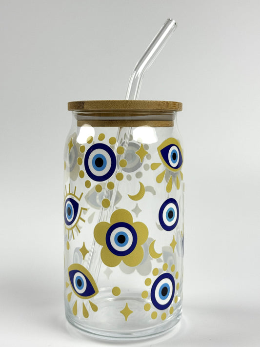Lucky Eye Printed 16oz Glass Can