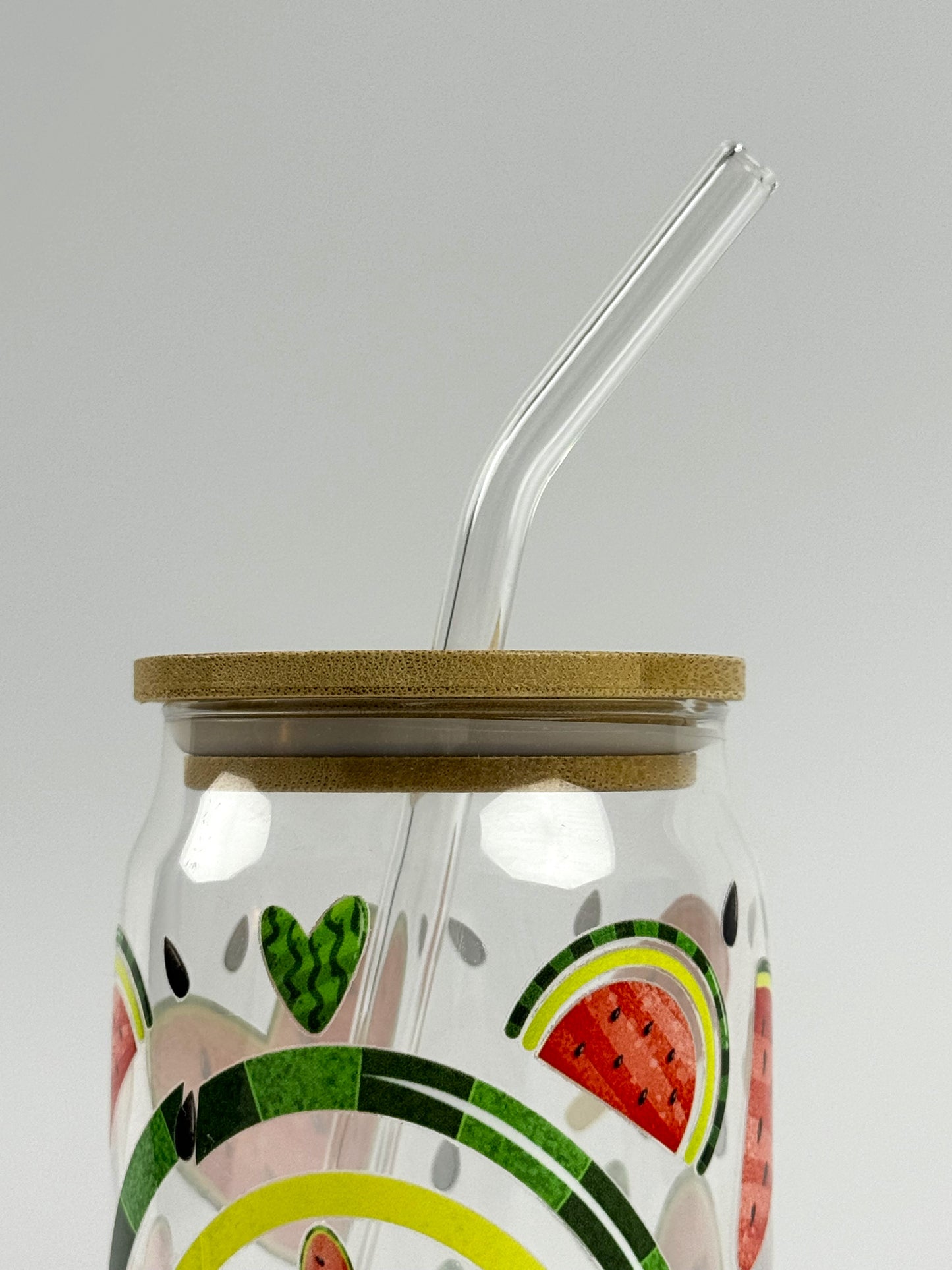 Watermelon Love Printed Glass Can