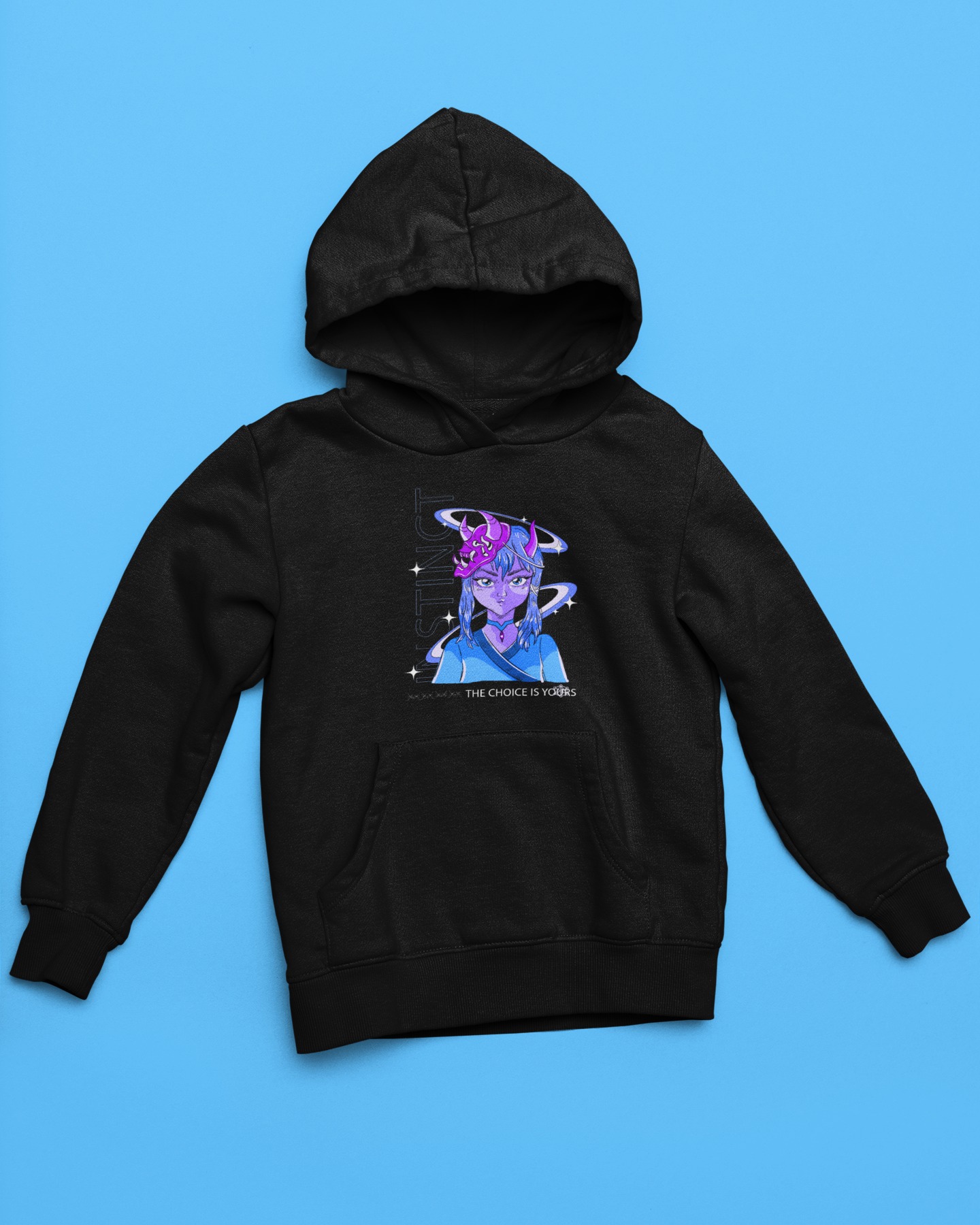 Anime character hoodie in black