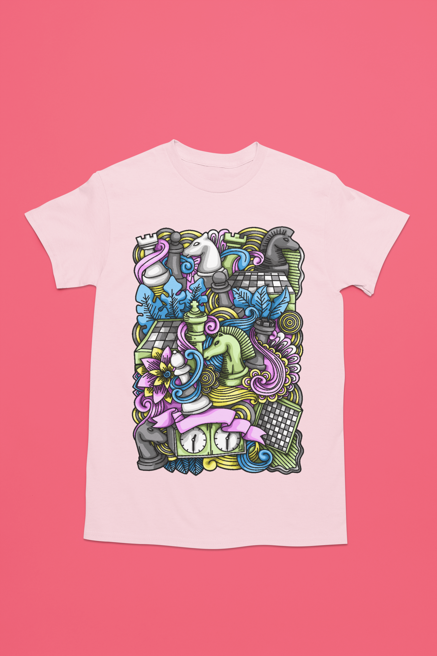 A tee that humorously celebrates the intricacies of chess with 'The Chess Mess' design.
