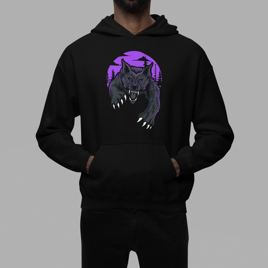 Premium black hoodie with ambush wolf print