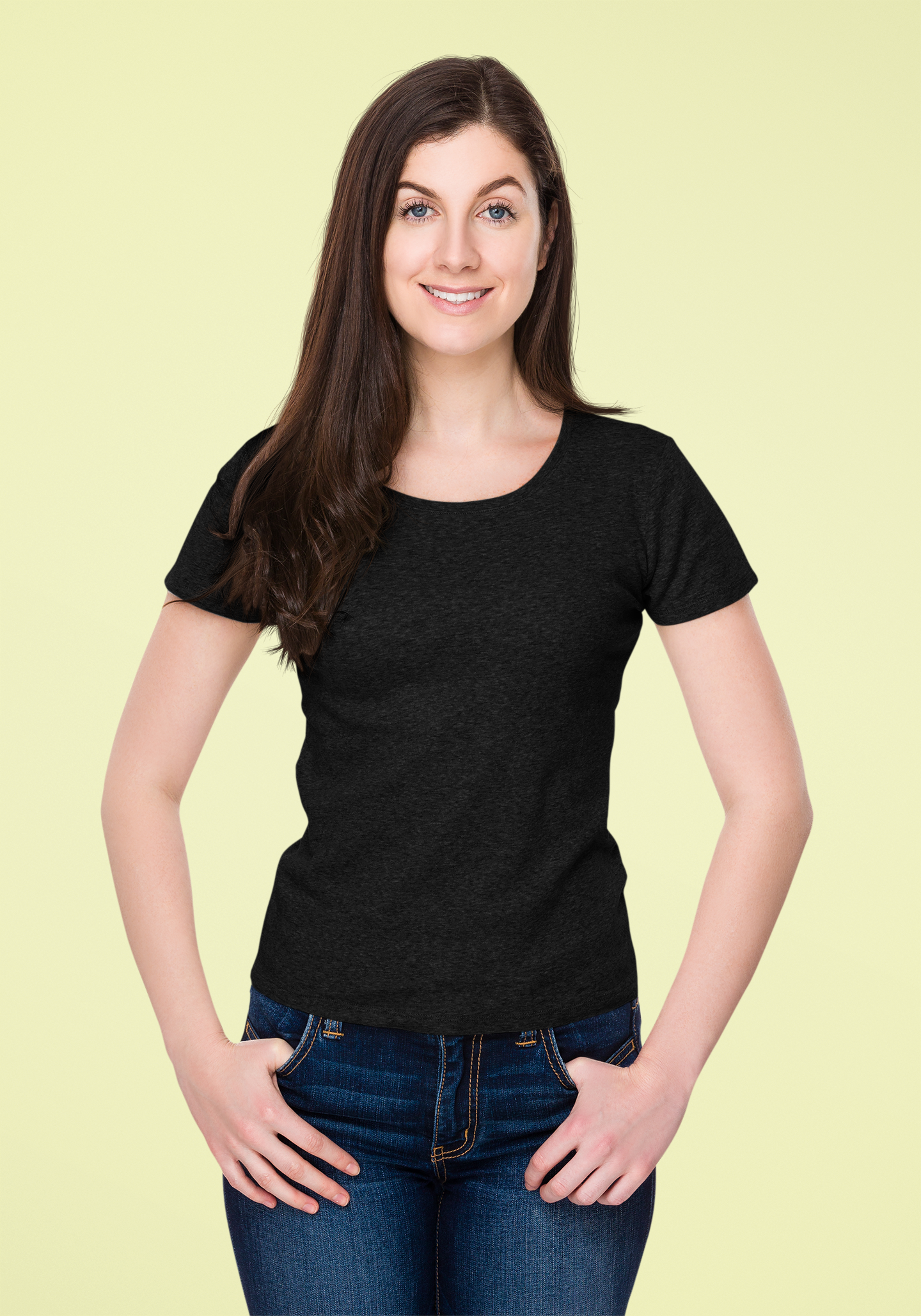A black color fashionable and comfortable scoop neck tee designed for women.